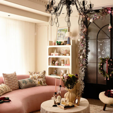 French Interiors | Chanel-Inspired Crystal Chandelier in Maximalist Style