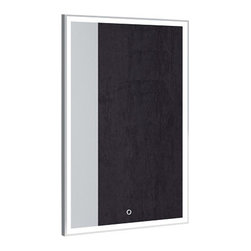 ADM Bathroom Design - ADM LED Framed Rectangular Wall Mounted Mirror, Glossy White, 24" - Bathroom Mirrors