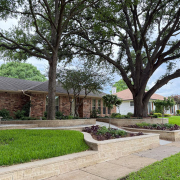 Entry Walkway Brick Border Retaining Wall