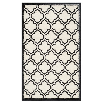 Safavieh Amherst Amt412D Outdoor Rug, Ivory/Anthracite, 4'0"x6'0"