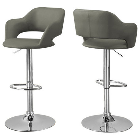 Barstool - Light Grey / Chrome Metal Hydraulic Lift