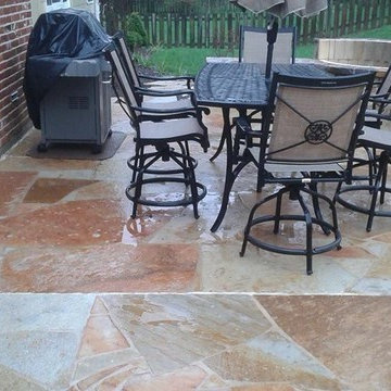 Natural Stone fire pit Stone walls stairs flagstone patio in chesterfield, mo
