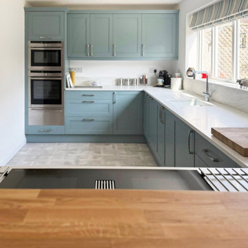 Blue-Green Shaker Kitchen in Thrapston