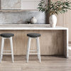Serena Barstool with Upholstered Seat (Set of 2), White Legs/ Gray Seat, 29"