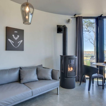 Round Open Space Pod Sitting Area by Lofty Pods #prefabhomes