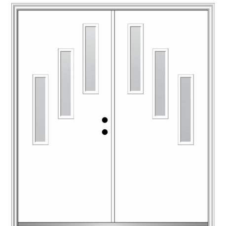 64"x80" 3 Lites Frosted Left-Hand Inswing Primed Fiberglass Door, 6-9/16"