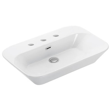 Edge 4465.03 Bathroom Sink, Ceramic White, 3 Faucet Holes