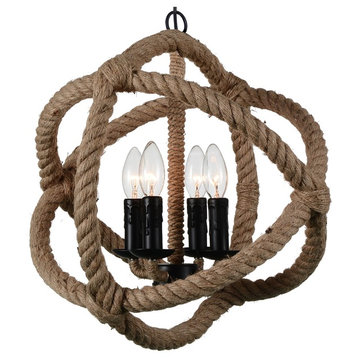 Padma 4 Light Up Chandelier With Black Finish