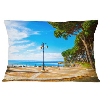 Esplanade and Pine Trees in Bolsena Landscape Wall Throw Pillow, 12"x20"