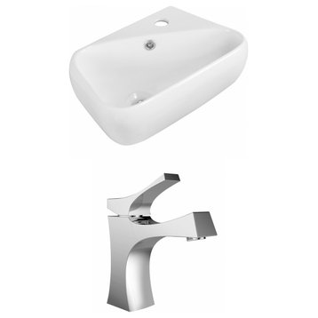American Imagination 17.5"W Bathroom Vessel Sink Set, White