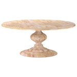 Four Hands Furniture - Magnolia Round Dining Table 76" - A round of classic, farmhouse elegance. Stepped base, turned mango wood pedestal, and round top are wire-brushed and finished in a dry, white wash.