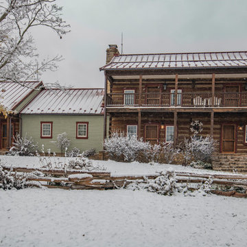 Hand-hewn timbers and skin for cabin