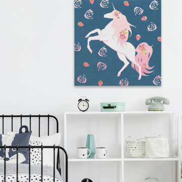 "Strawberry Swirl Unicorn" Painting Print on Wrapped Canvas