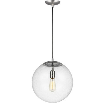 Hanging Globe, 1-Light Pendant, Satin Aluminum