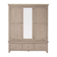 Holland Oak Triple Wardrobe With Mirror Modern Wardrobes And