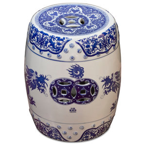 Safavieh Tao Garden Stool Blue White Asian Accent And Stools By Hedgeapple Houzz Safavieh Tao Garden Stool Blue White, Safavieh Tao Ceramic Decorative Garden Stool Blue And White