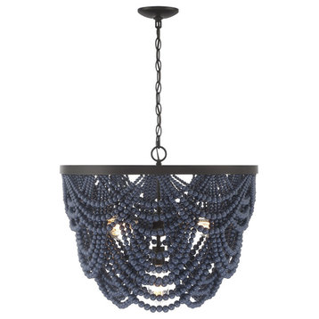 Trade Winds Ashbury 5-Light Chandelier in Navy Blue with Oil Rubbed Bronze