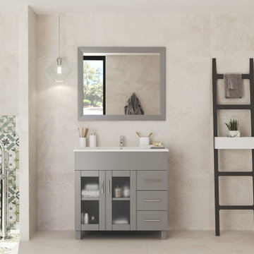 Laviva 31321529-32G-CB Nova 32 - Grey Vanity Cabinet + Ceramic Basin Countertop