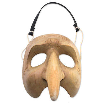 Handmade Long Nosed Clown Wood mask - Indonesia