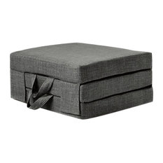 Futon Guest Mattress, Polyester, Carry Handles, Modern Design, Single, Slate