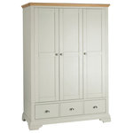 Bentley Designs - Hampstead Soft Grey and Pale Oak Furniture Triple Wardrobe - Hampstead Soft Grey & Pale Oak Triple Wardrobe offers elegance and practicality for any home. Soft-grey paint finish contrasts beautifully with warm American Oak veneer tops, guaranteed to make a beautiful addition to any home.