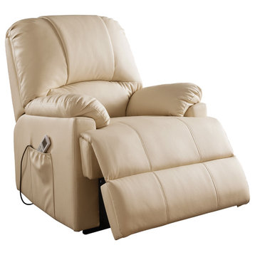 ACME Ixora Recliner with Power Lift and Massage, Beige PU
