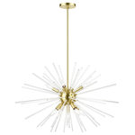 Livex Lighting - Utopia 9 Light Satin Brass Large Pendant Chandelier - The Utopia large nine light spheroid pendant chandelier will become an attention-grabbing feature in your modern home decor. The satin brass finish graces the design with elegance and charm, providing a traditional quality to the appearance. The clear crystal rods gives the pendant chandelier a sleek and attractive style.