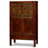 Vintage Elmwood Chinese Armoire with Carved Panels