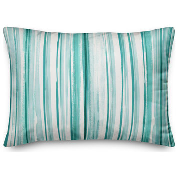 Abstract Teal Stripes 14x20 Indoor / Outdoor Pillow
