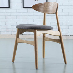 Hektor Dining Chair - Solid Oak - Light Grey Fabric Seat - Dining Chairs