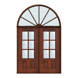 Prehung French Transom Double Door 80 Fiberglass 3/4 Lite 6 Lite - Patio Doors
