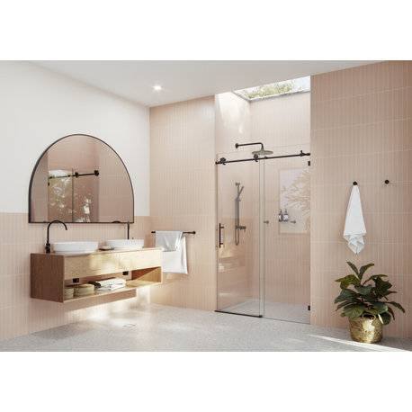 44-48"x78" Frameless Sliding Shower Door, Matte Black