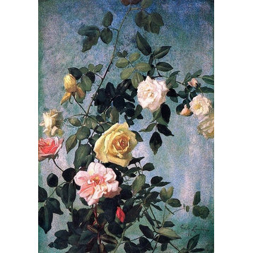 George Cochran Lambdin Pink Yellow and White Roses Wall Decal Print