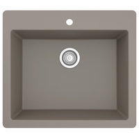 Karran QT-820 Top Mount 25" Single Bowl Quartz Kitchen Sink Kit, Concrete