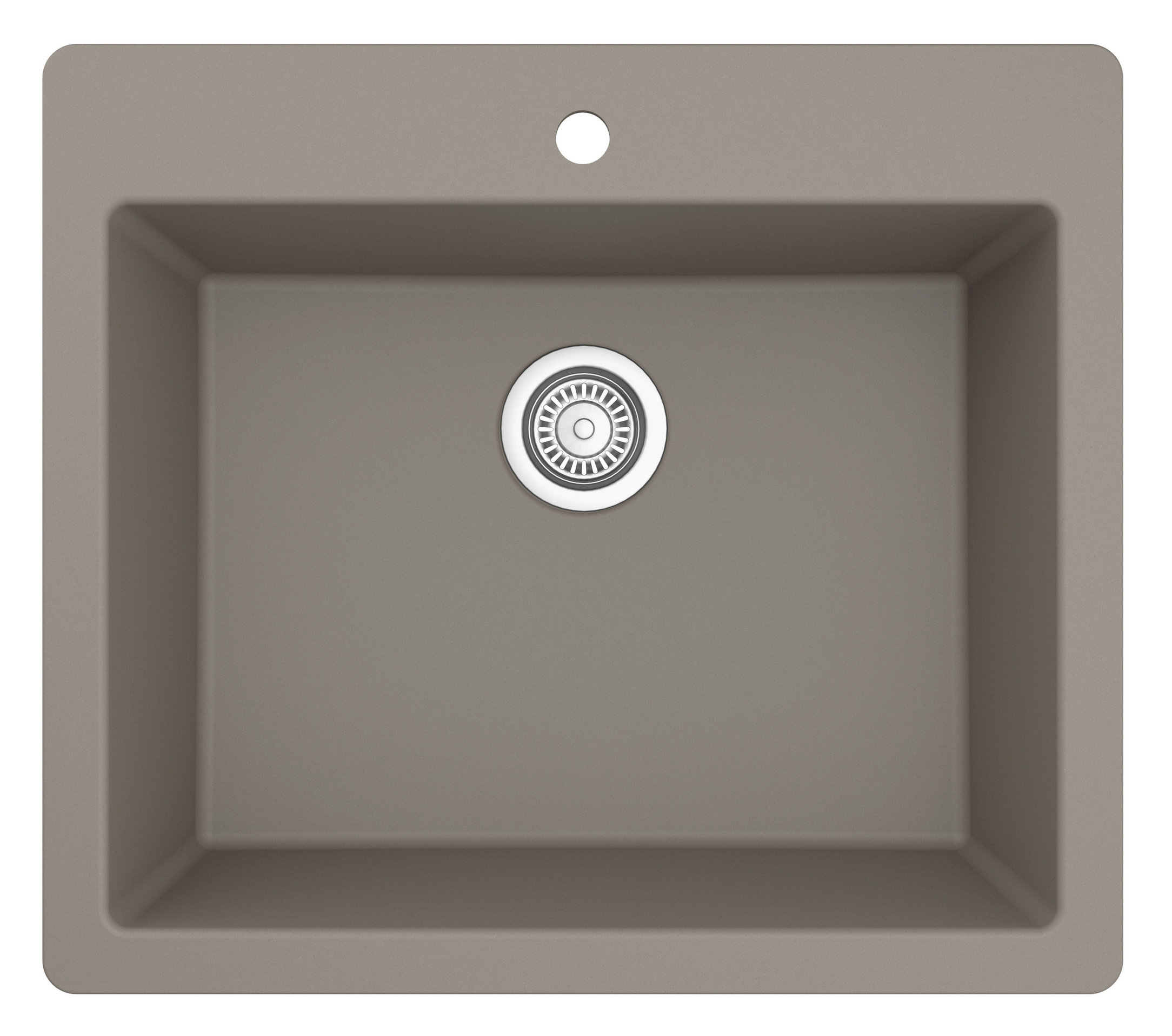 Karran QT-820 Top Mount 25" Single Bowl Quartz Kitchen Sink Kit, Concrete