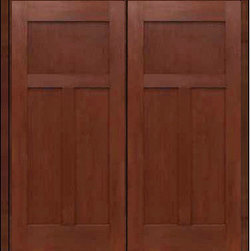 Prehung Home Double Door 80 Fiberglass Craftsman 3 Panel Solid - Front Doors