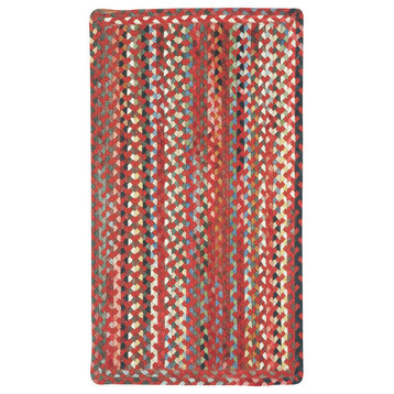 St. Johnsbury Vertical Stripe Braided Rectangle Rug, Medium Red, 2'3"x4'