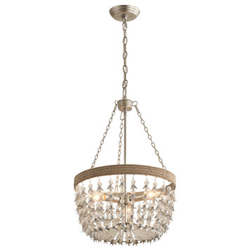 15.7 in. W Farmhouse Crystal Chandelier With Adjustable Height Chain