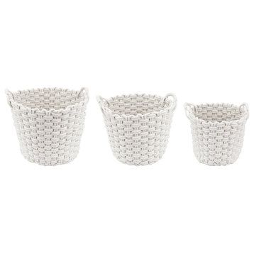 Woven Rope Decorative Basket, White