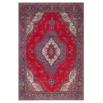 Bareens Designer Rugs - Vintage Antique Persian Tabriz Rose Wool Rug - Create a new dimension of style in your space with this breath-taking antique hand knotted Persian rug. Made in Iran, this gorgeous hand-knotted rug features all vegetable dyes and 100% wool, adding luxurious texture and appearance. This gorgeous antique rug features an intricate design with a unique detailed border. Featuring an awe-inspiring color pallet and an intricate design handmade by skilled artisans is a great addition to any decor. Bring luxury and extravagance to your living space with this luxurious rug.