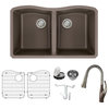 Aversa Granite 32" Undermount Kitchen Sink Kit, Espresso