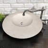 Light Travertine Natural Stone UFO Shape Sink Honed and Filled (D)21" (H)6"