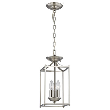 Foyer Collection 3 Light Pendant, Brushed Nickel