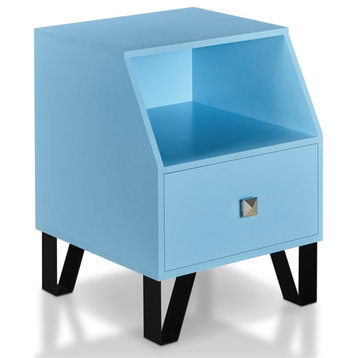 Bowery Hill Modern Wood Storage End Table in Light Blue Finish