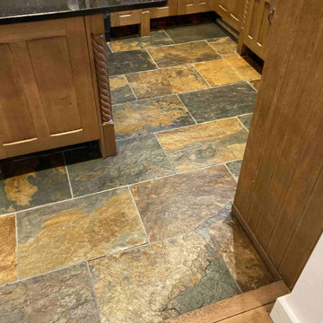Deep Clean and Seal of a Multi-Coloured Slate Kitchen floor in Hythe