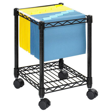 Safco Compact Metal Mobile File Cart in Black