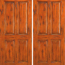Exterior Double Door, Knotty Alder 4-Panel, Southwest Home - Front Doors