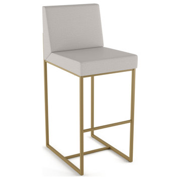 Amisco Derry Counter and Bar Stool, Light Grey Polyester / Golden Metal, Counter Height
