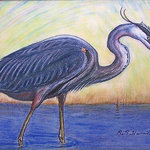 Betsy Drake - Blue Heron Door Mat 30x50 - These decorative floor mats are made with a synthetic, low pile washable material that will stand up to years of wear. They have a non-slip rubber backing and feature art made by artists Dick Hamilton and Betsy Drake of Betsy Drake Interiors. All of our items are made in the USA. Our small door mats measure 18x26 and our larger mats measure 30x50. Enjoy a colorful design that will last for years to come.