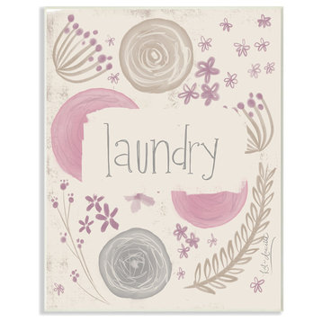 'Purple Botanical Illustration Laundry', Wall Plaque, 10"x0.5"x15"